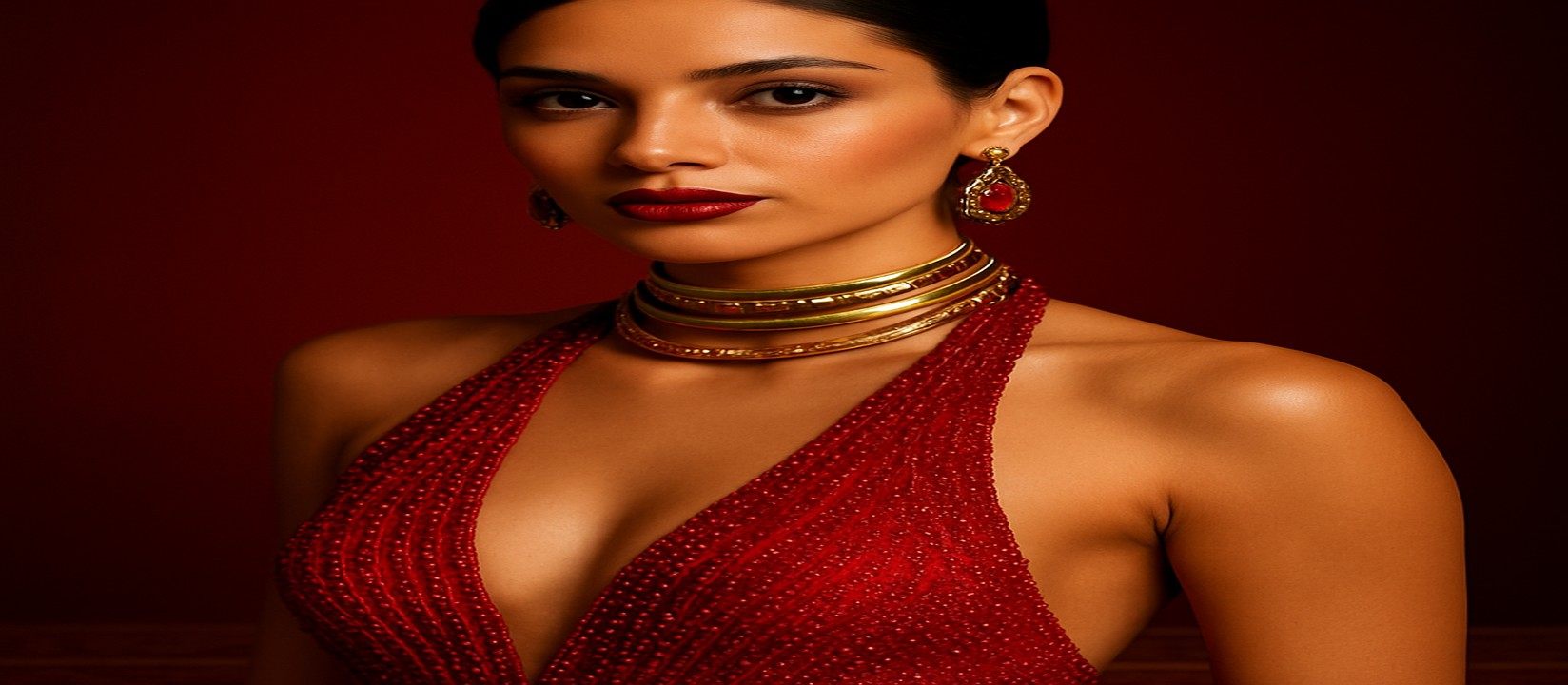 kg99999 গেমিং প্ল্যাটফর্ম টেবিলে একটি মার্জিত লাল পোশাক পরা নারী ডিলার